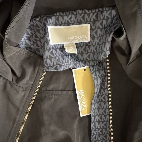 Black Michael Kors jacket🖤MK LOGO windbreaker gold zipper black zip up hoodie - Picture 10 of 14